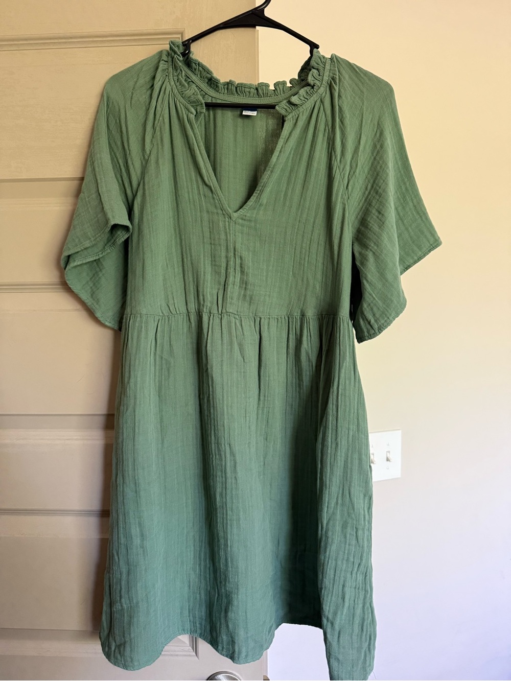 Old Navy Sage Green Ruffled Neck Blouse